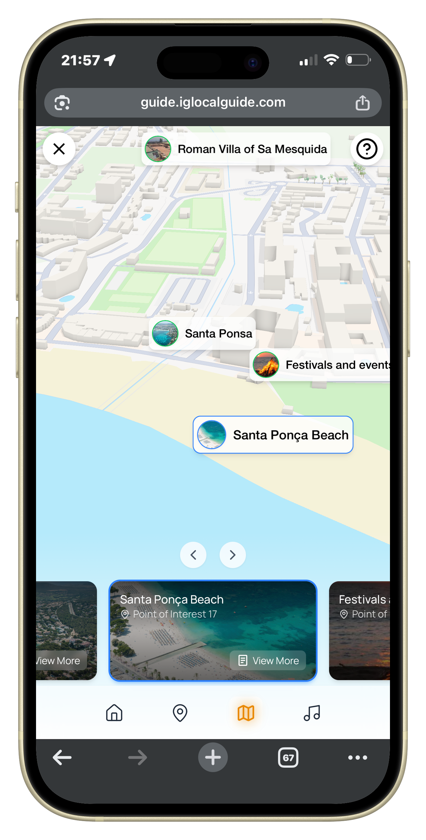 iglocalguide interface on mobile